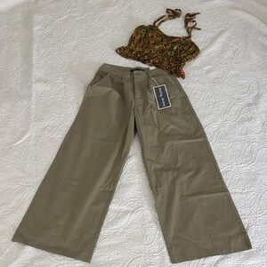 Indigo Rising Women Olive Green Pleated Wide Leg Pants‎